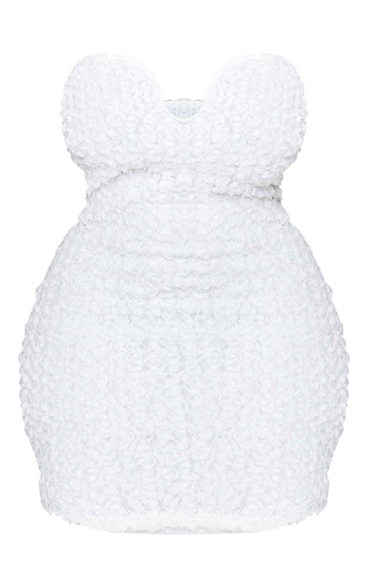 Plus White Texured Wired Bandeau Mini Dress