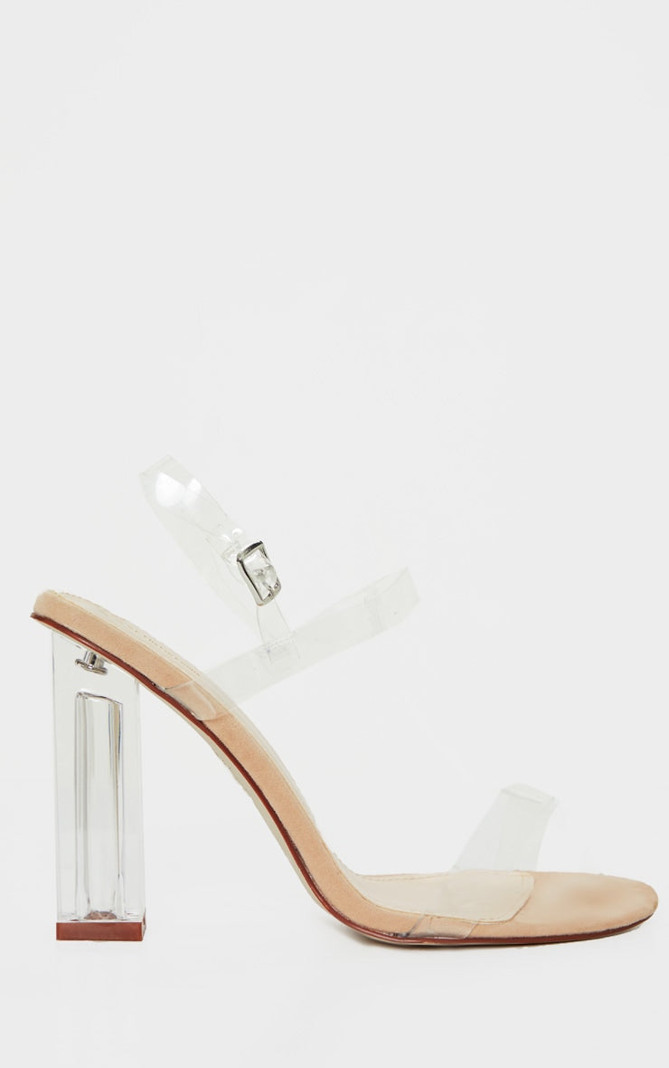 Clear Block Heel Strappy Sandal