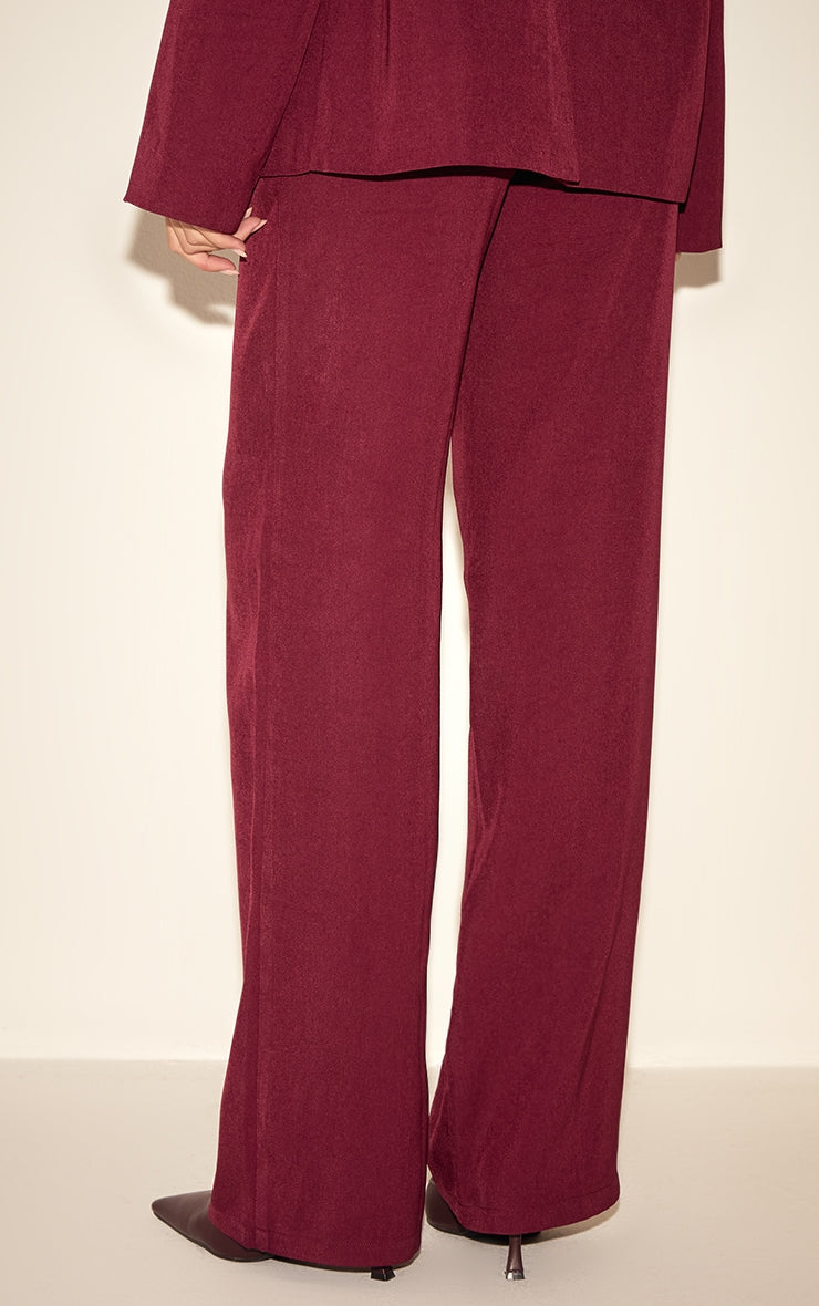 Burgundy Tailored Straight Leg Trousers