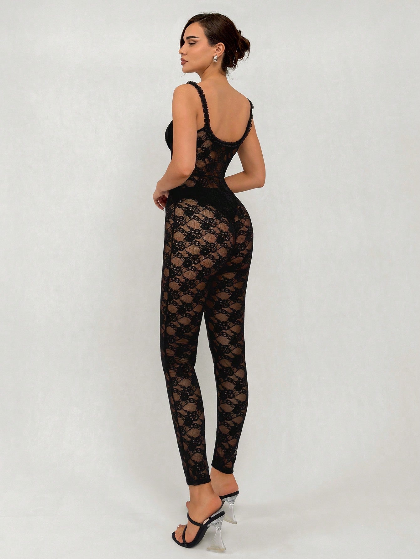 See-Through Lace Jumpsuit