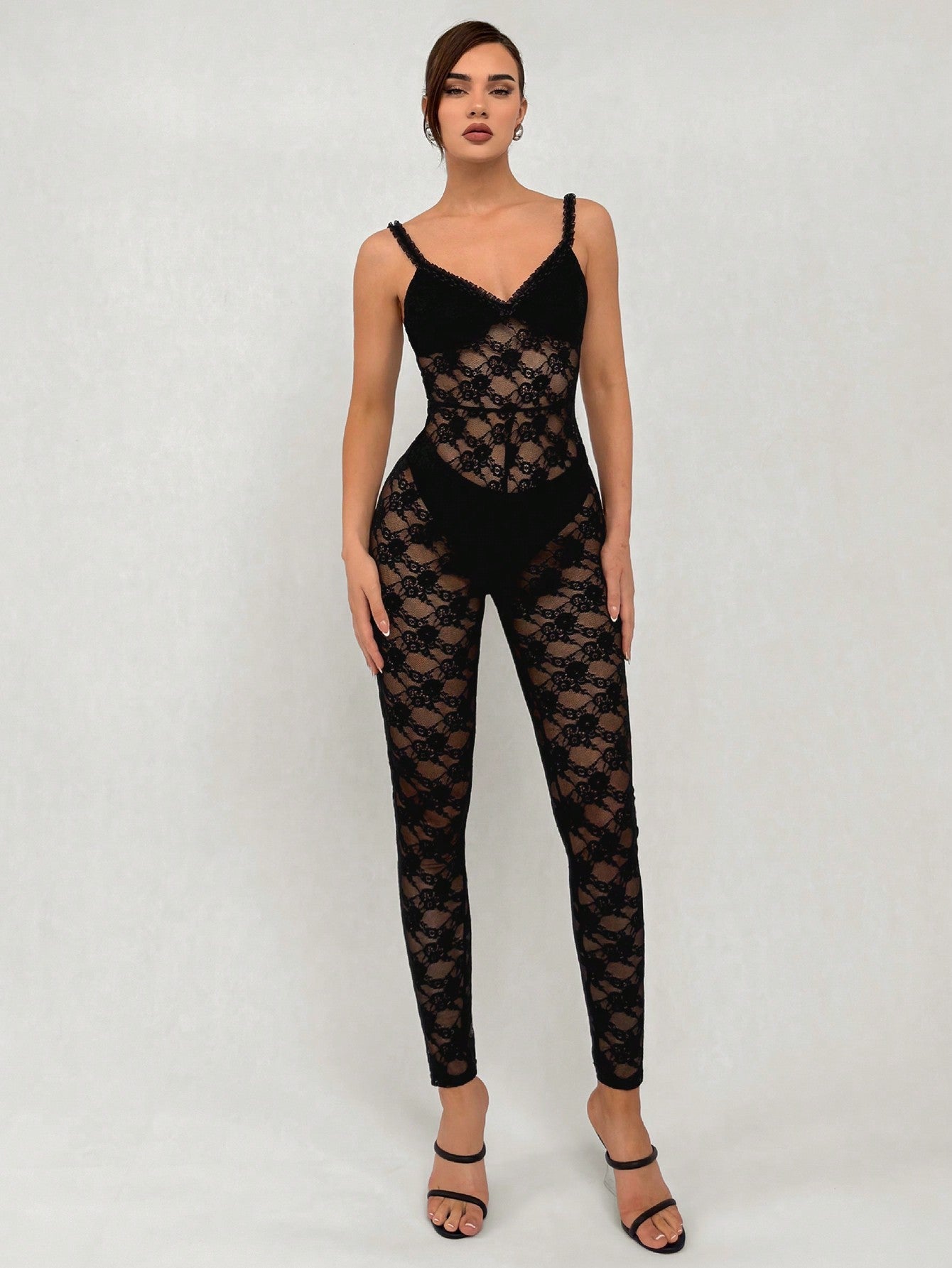 See-Through Lace Jumpsuit