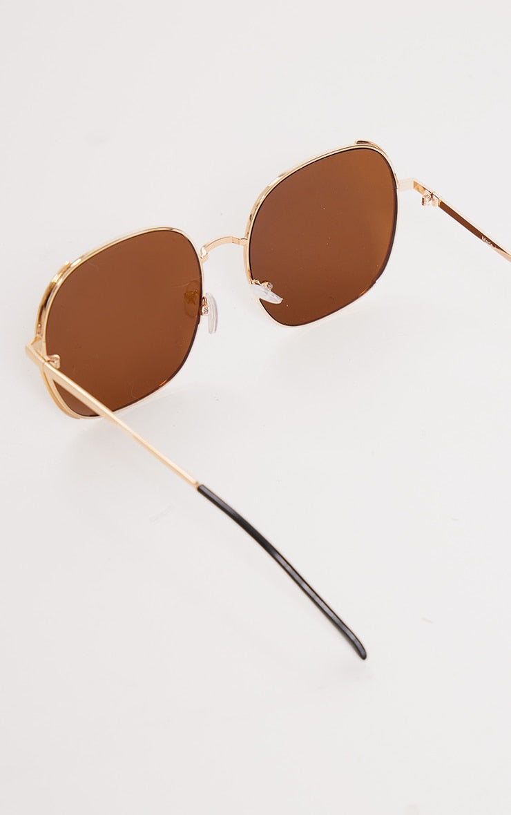 Gold Oversized Rounded Squared Sunglasses