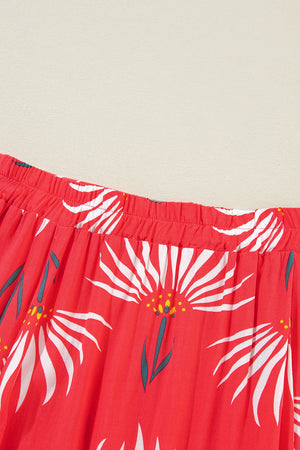 Red Floral Maxi Skirt Set