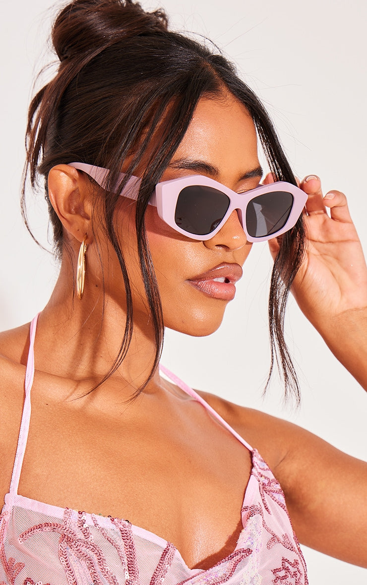 Pink Matte Abstract Cat Eye Sunglasses