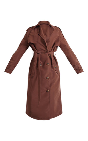 Petite Chocolate Oversized Trench Coat