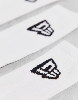 New Era flag logo 3 pack socks in white