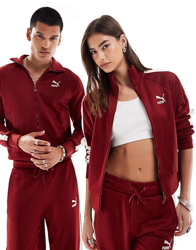 Puma Iconic T7 track jacket in burgundy