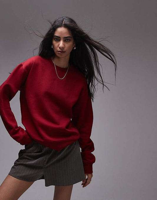 Topshop slim sweat in burgundy