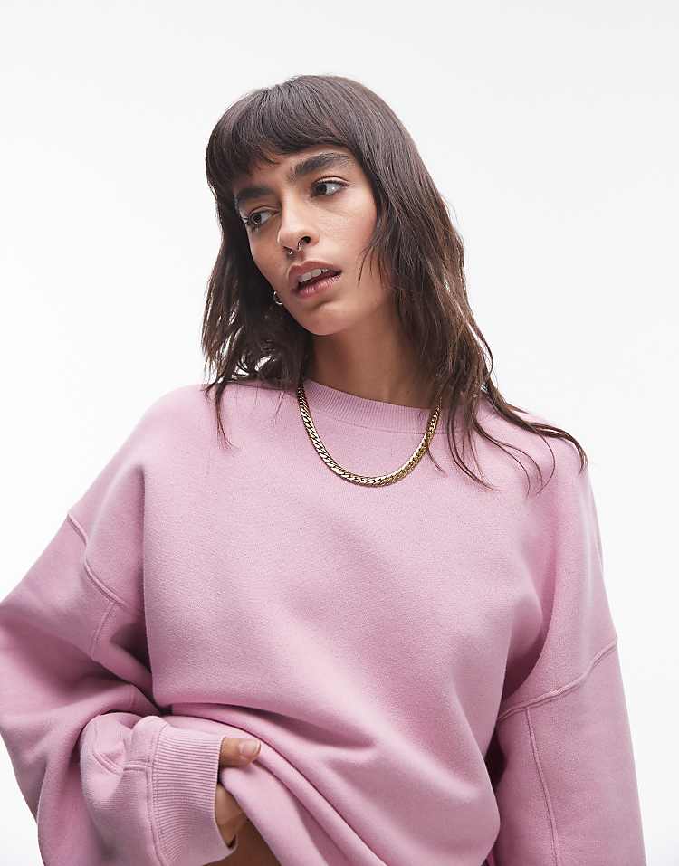 Topshop premium seam detail sweat in burgundy