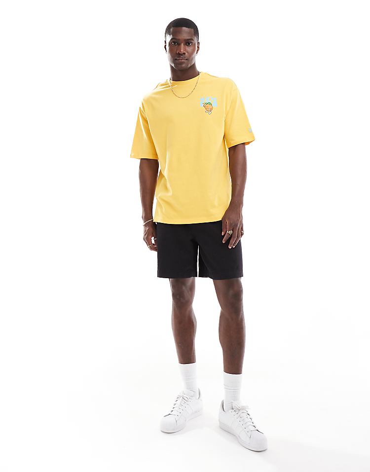 New Era pool party graphic t-shirt in yellow