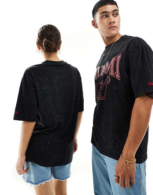 New Era Unisex Miami Heat acid wash t-shirt in dark grey