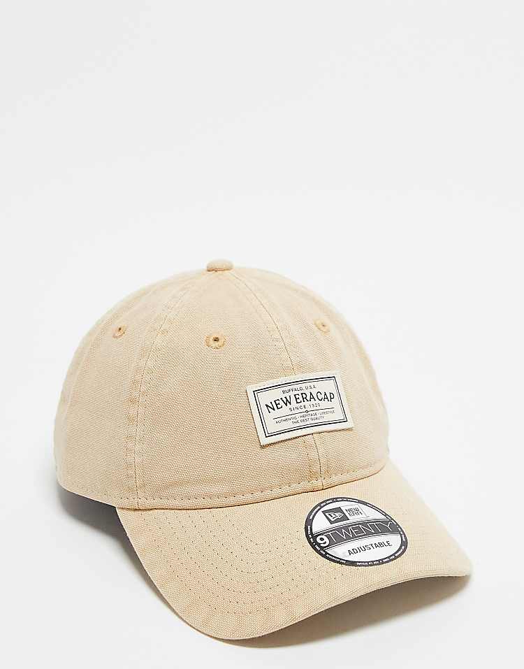 New Era patch washed canvas 9twenty cap in tan