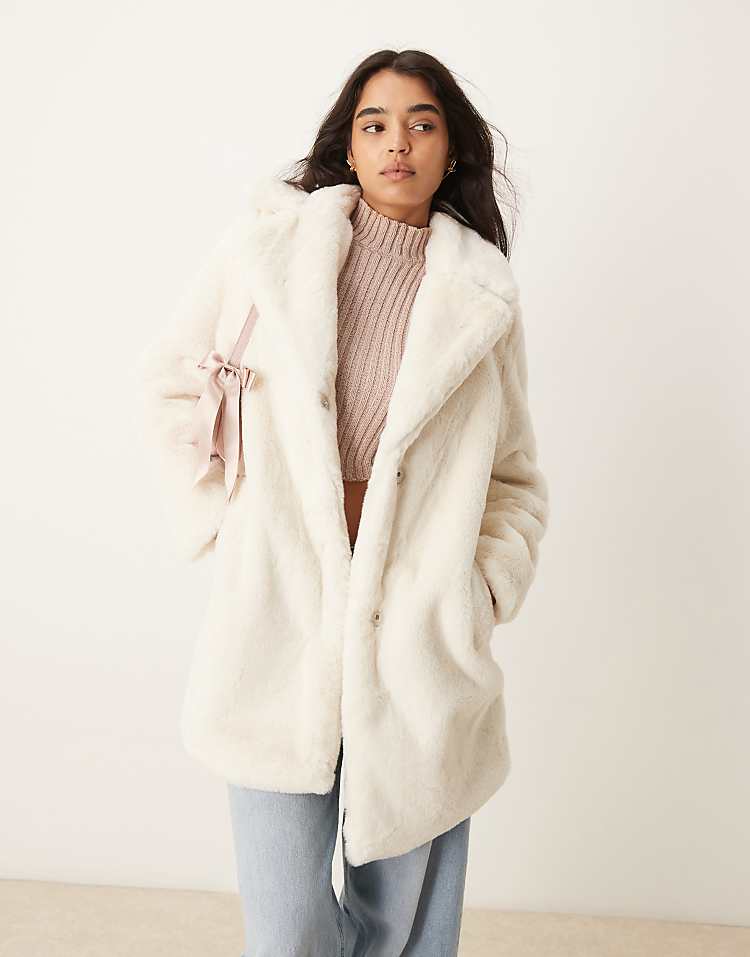 New Look faux fur coat in mink