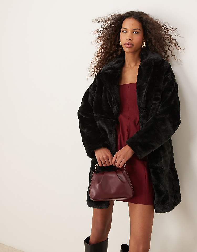 New Look faux fur coat in mink