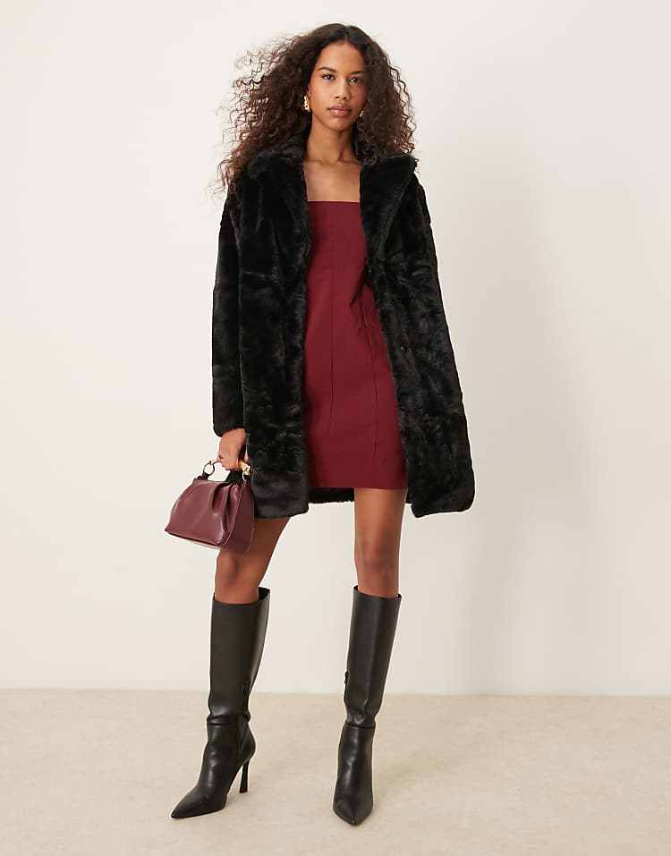 New Look faux fur coat in mink