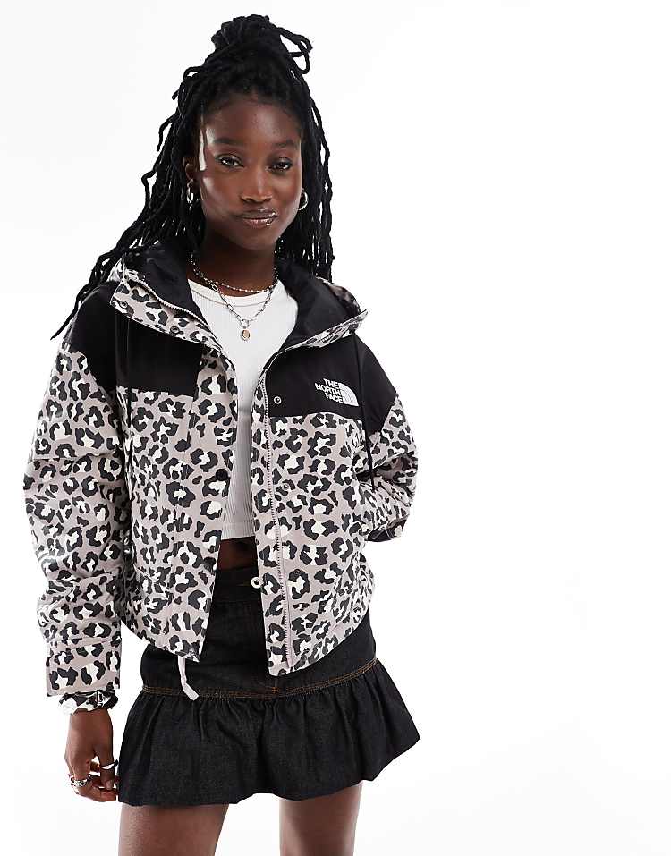 The North Face Reign On waterproof jacket in grey leopard print exlcusive to ASOS