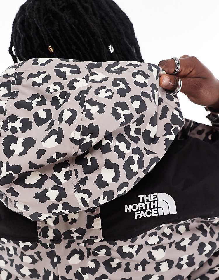 The North Face Reign On waterproof jacket in grey leopard print exlcusive to ASOS