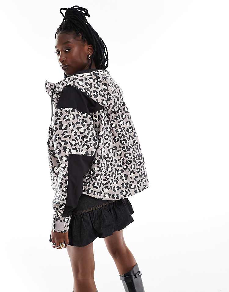 The North Face Reign On waterproof jacket in grey leopard print exlcusive to ASOS