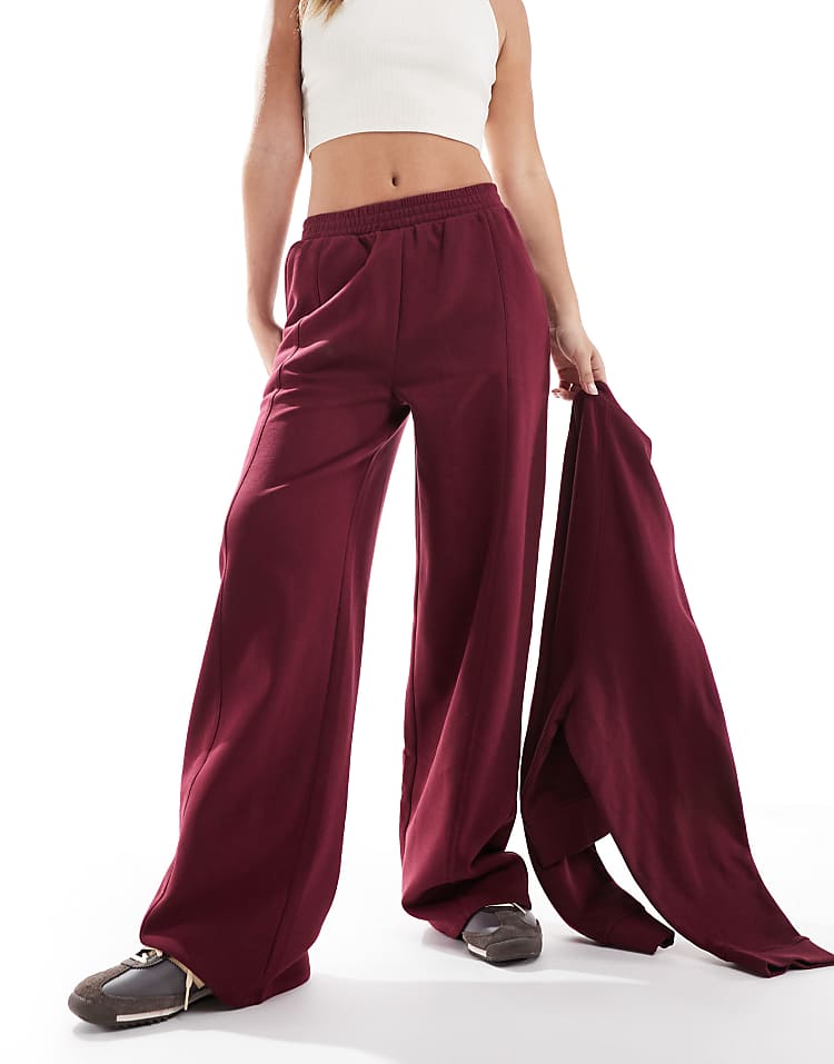 ASOS DESIGN straight leg jogger in burgundy