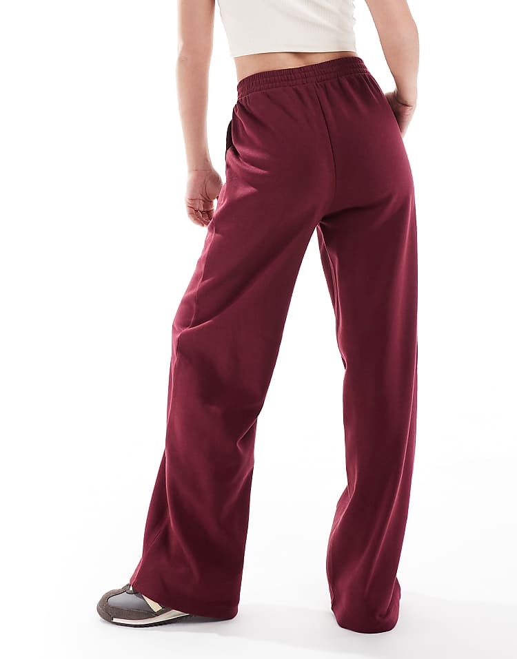 ASOS DESIGN straight leg jogger in burgundy