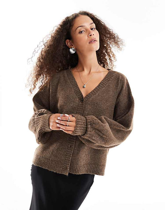 VRG GRL sorrentino oversized cardigan in mole brown