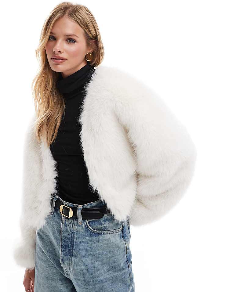 ASOS DESIGN faux fur jacket in light pink