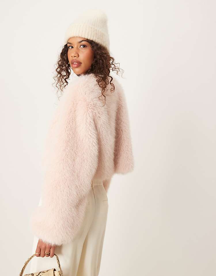 ASOS DESIGN faux fur jacket in cream