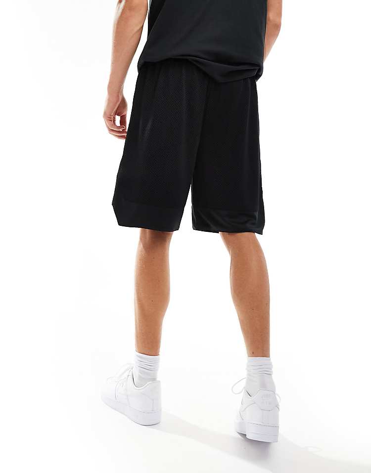 New Era Black Oversized Mesh Shorts in black