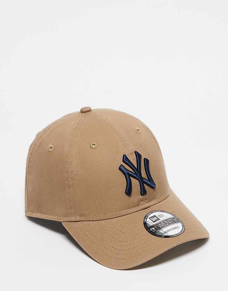 New Era 9twenty NY Yankees contrast washed cap in beige