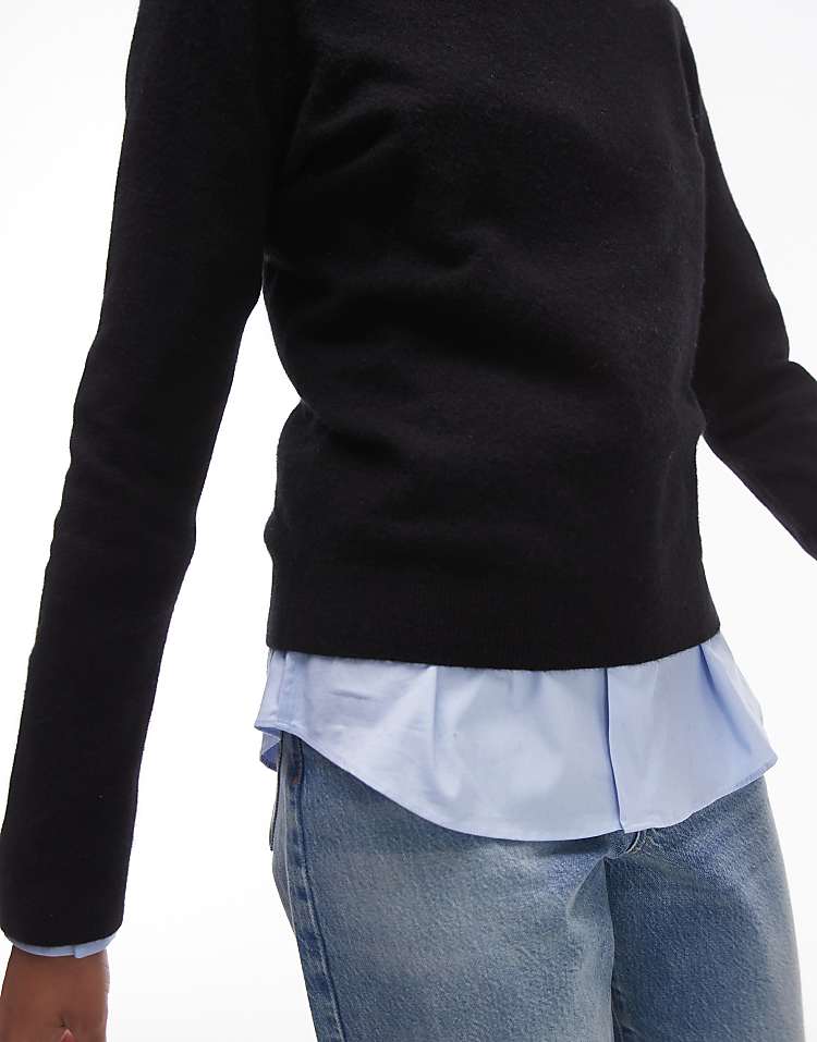 Mango cashmere round neck jumper in black