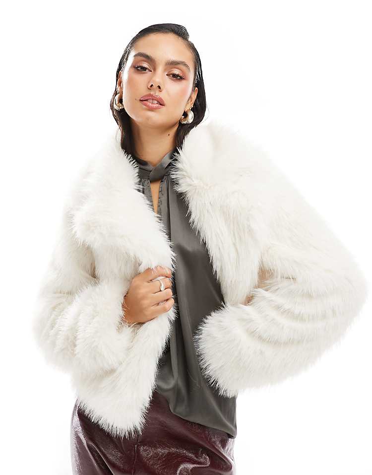 Threadbare faux fur coat in white