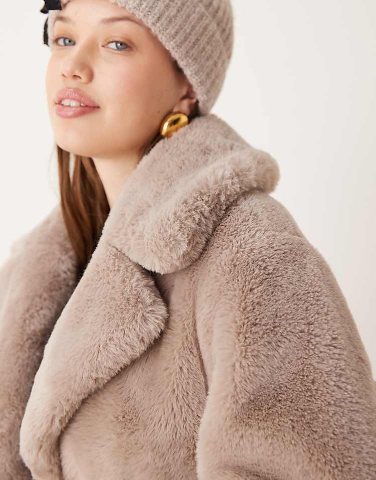 New Look faux fur coat in mink