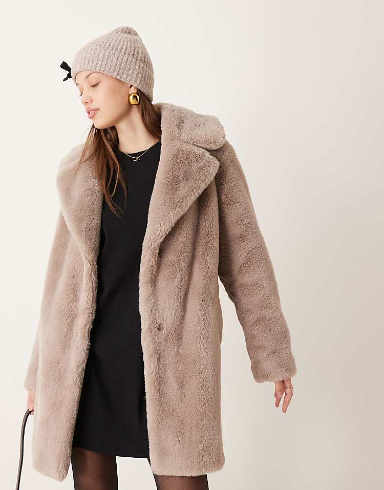 New Look faux fur coat in mink