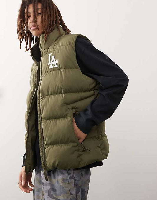 47 Brand LA Dodgers padded hooded gilet in khaki