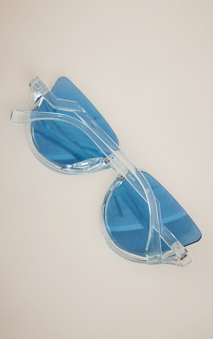 Blue Crystal Under Frame Cat Eye Sunglasses