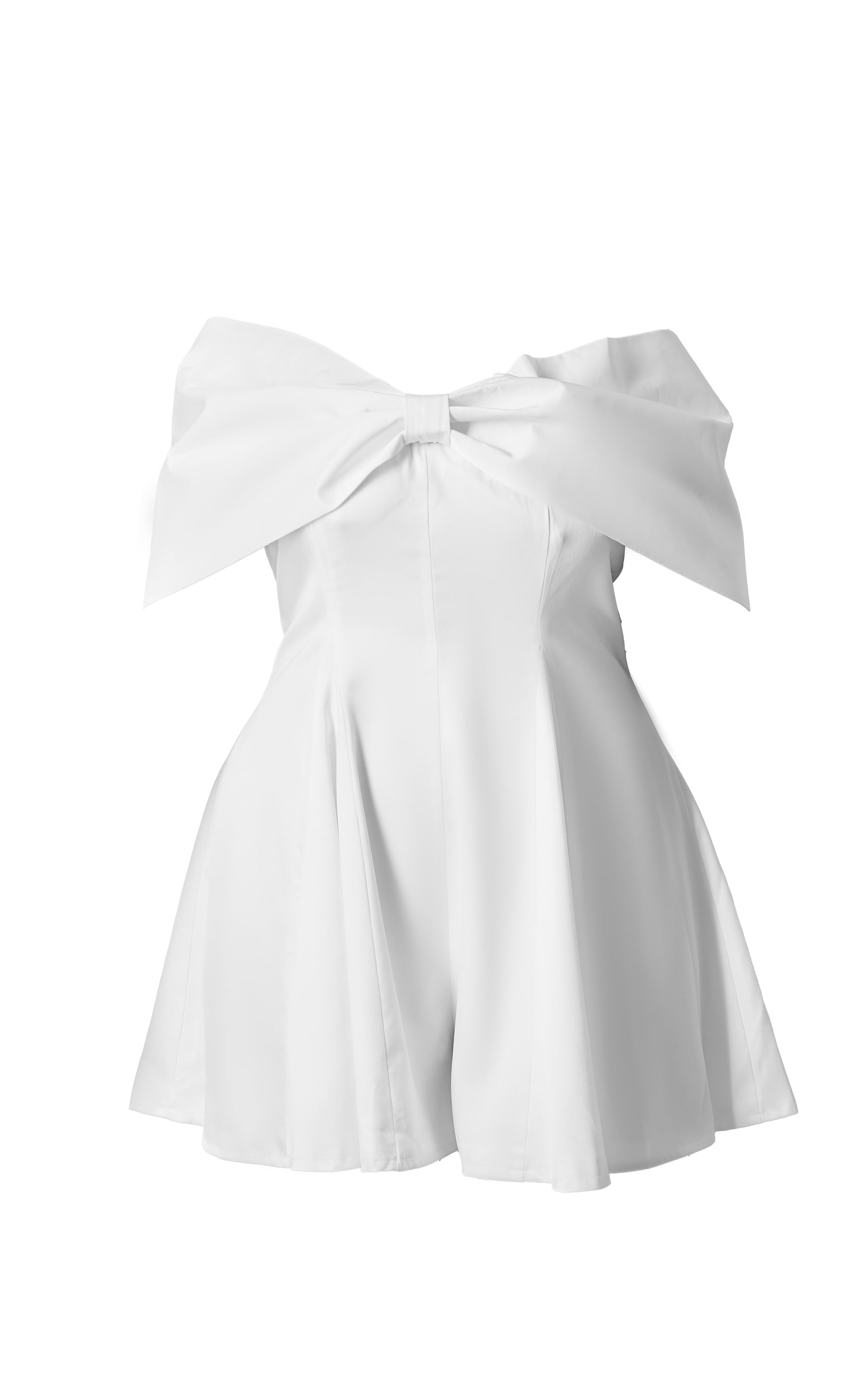 Premium Plus White Satin Extreme Bow Detail Playsuit