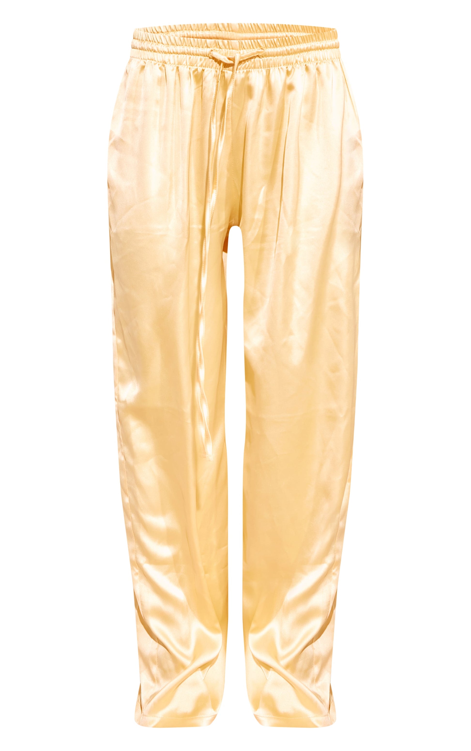 Buttercream Satin Drawstring Waist Straight Leg Trousers - HCWP 