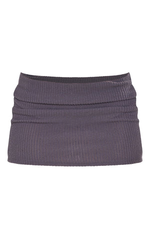 Charcoal Brushed Rib Low Waist Micro Mini Skirt