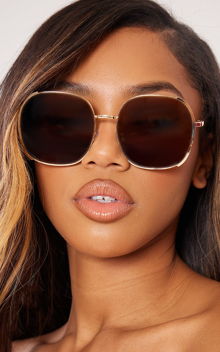 Gold Oversized Rounded Squared Sunglasses