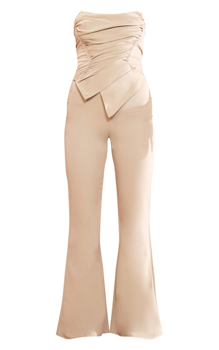 Cream Ruch Pointed Corset Bandeau Jumpsuit