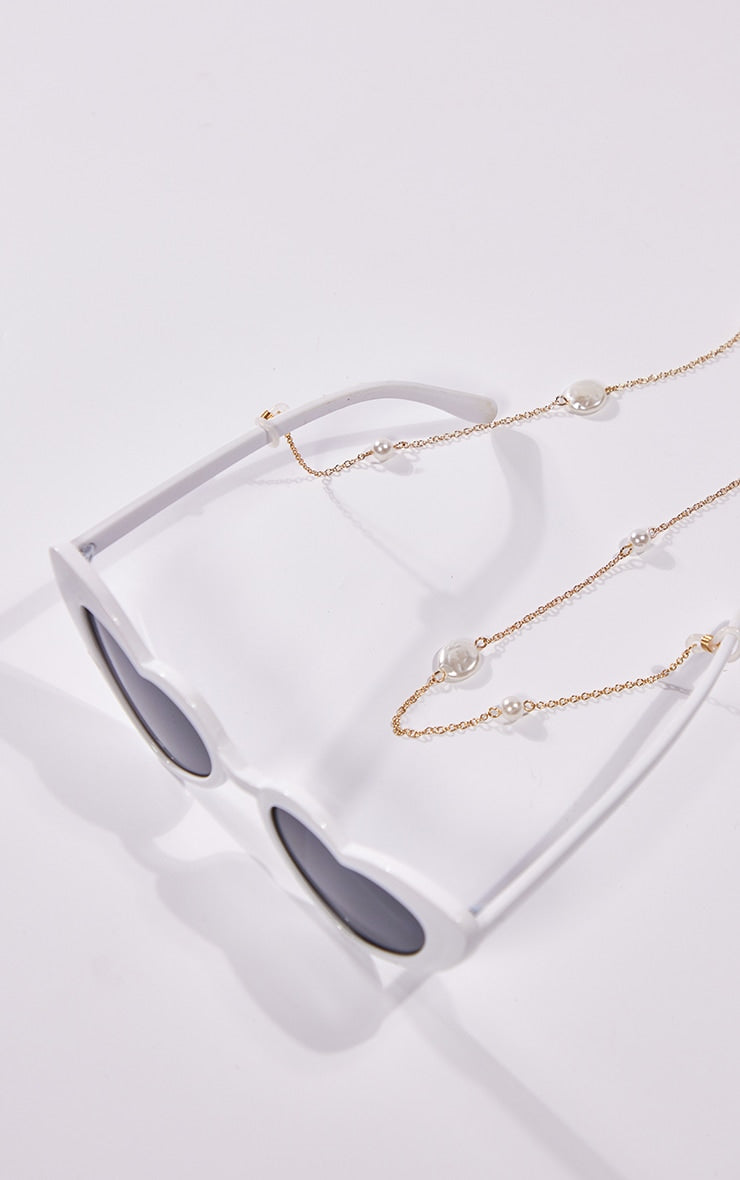 Gold Textured Pearl Sunglasses Chain