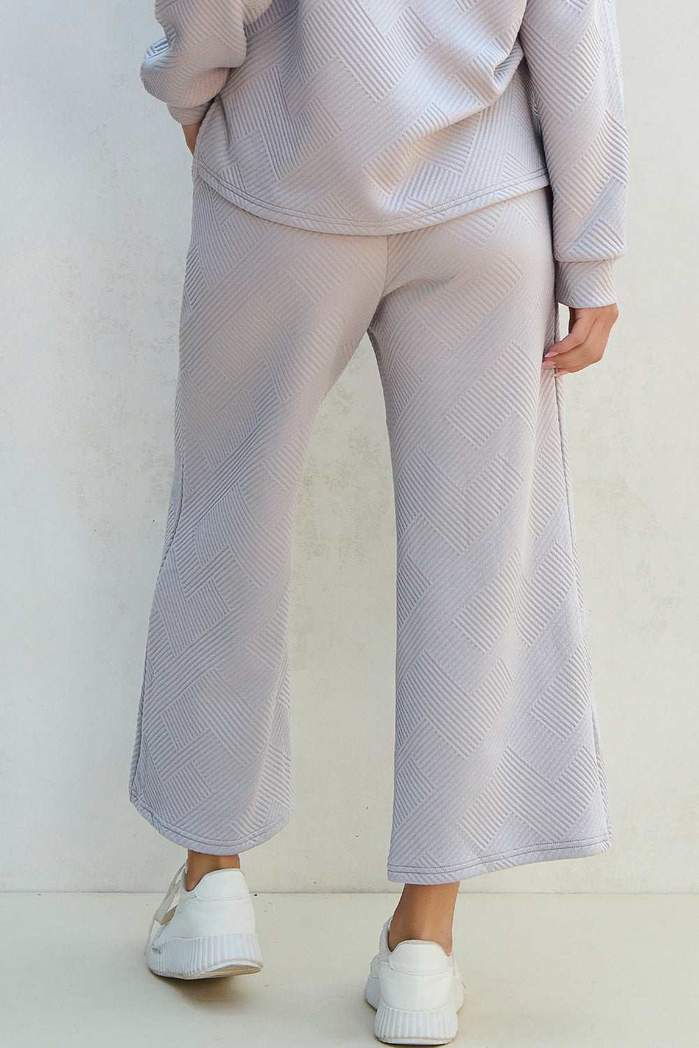 Light Grey wide Leg Pants Set