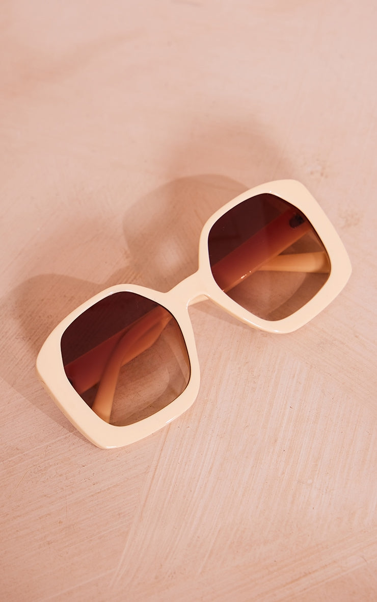 Cream Oversized Square Lens Sunglasses