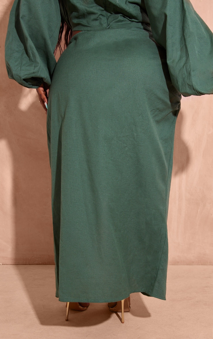 Plus Dark Green O Ring Split Leg Midaxi Skirt