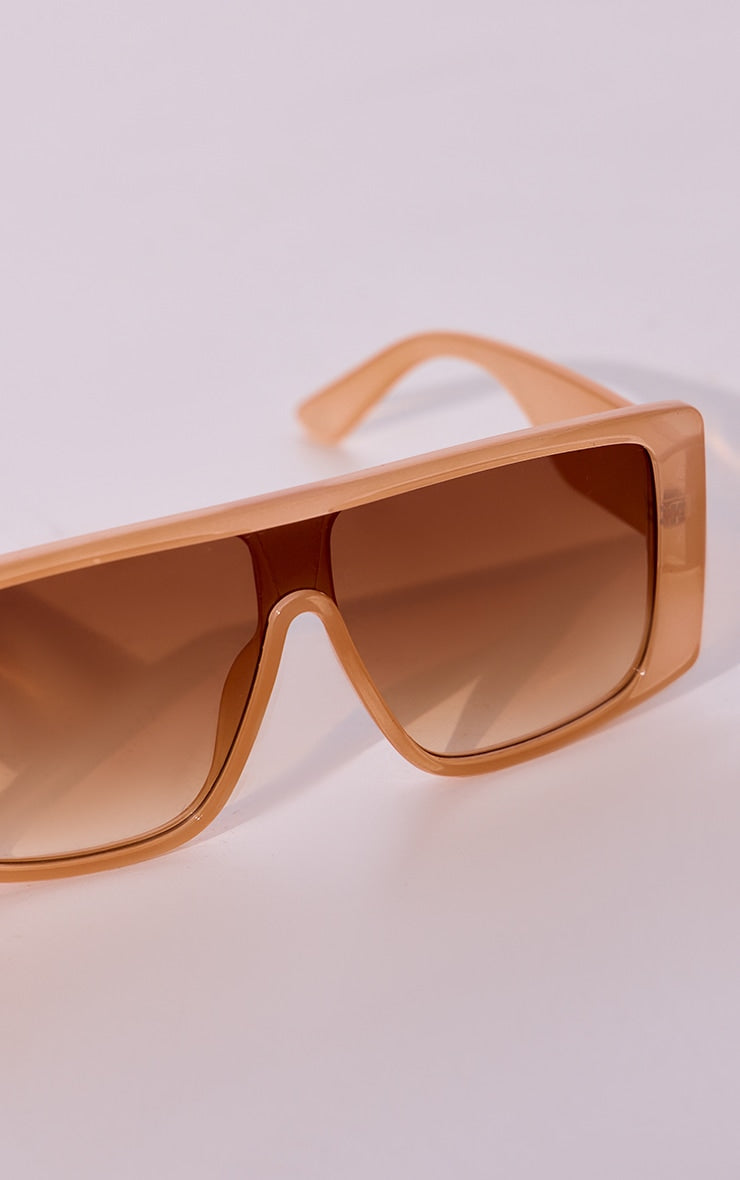 Orange Clear Chunky Frame Visor Sunglasses