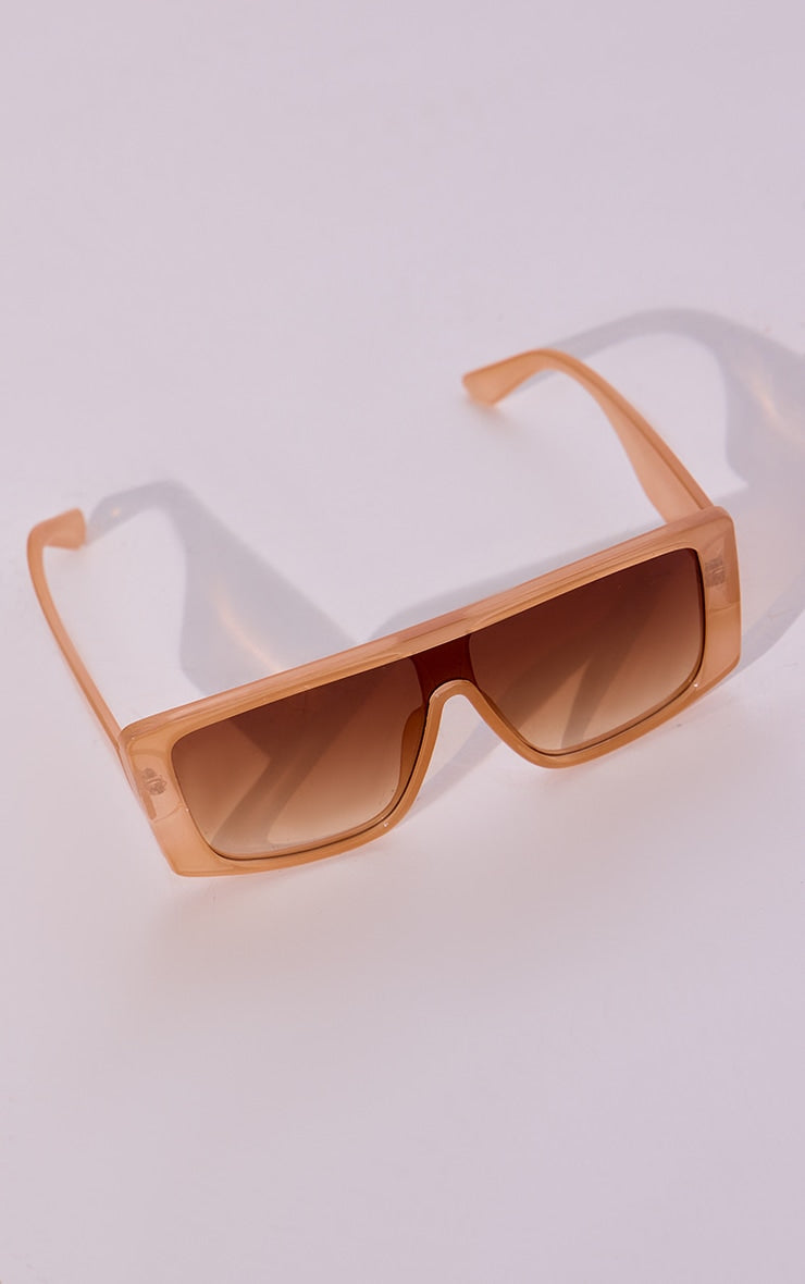 Orange Clear Chunky Frame Visor Sunglasses