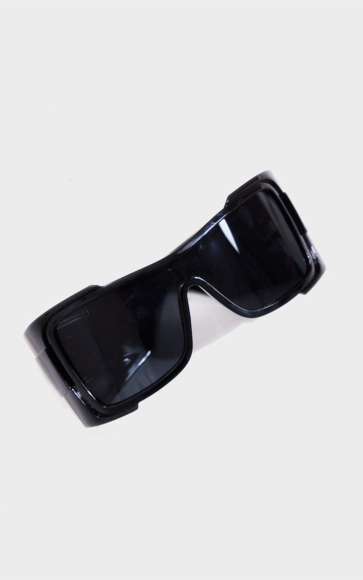 Black Oversized Chunky Visor Sunglasses