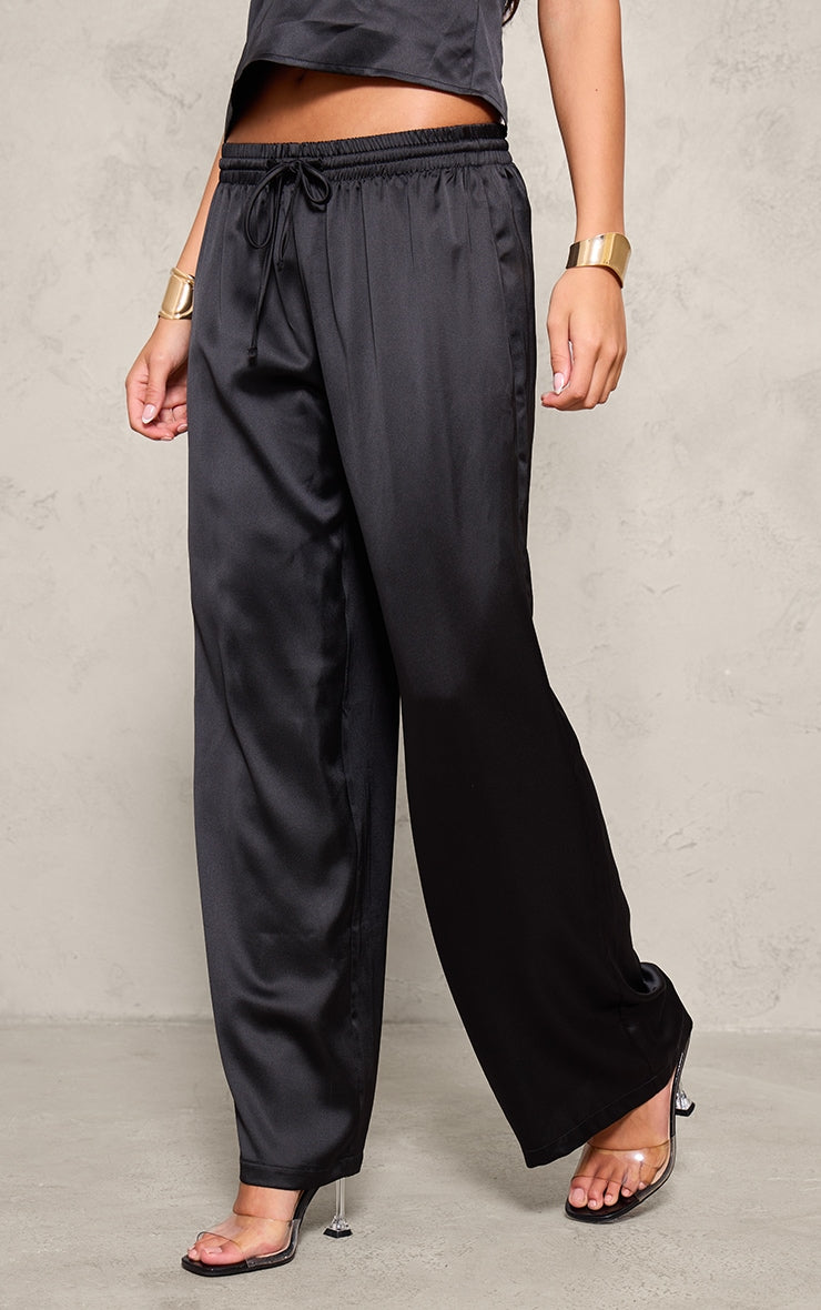 Buttercream Satin Drawstring Waist Straight Leg Trousers - HCWP 