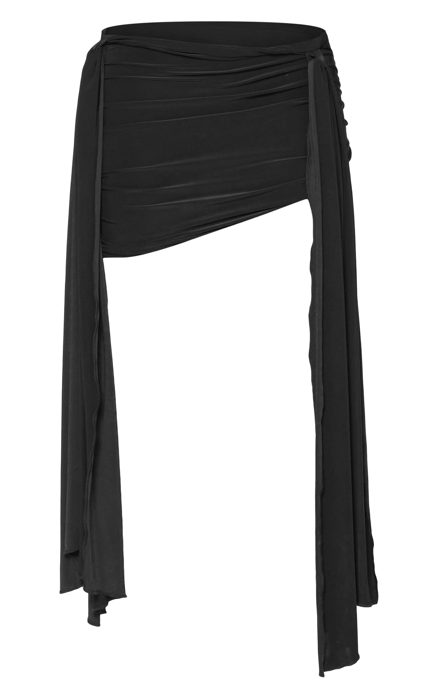 Black Slinky Tie Knot Detail Mini Skirt