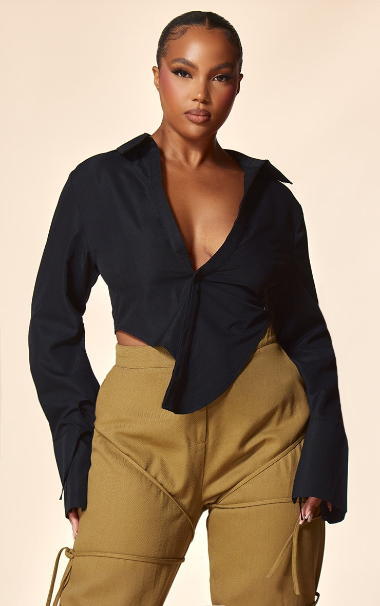 PLT Label Plus Black Asymmetric Hem Shirt